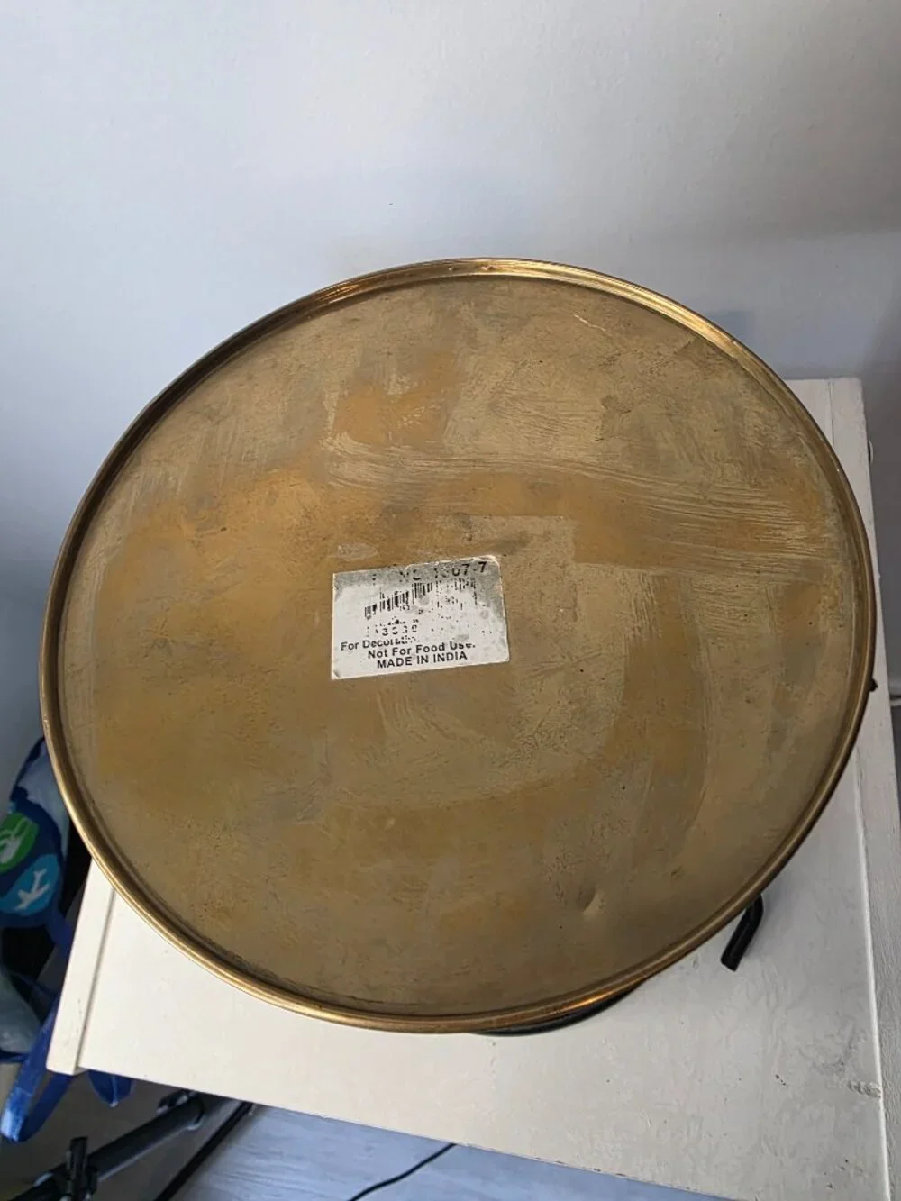 Hammered Brass Pail Bucket Black Metal Handle 6